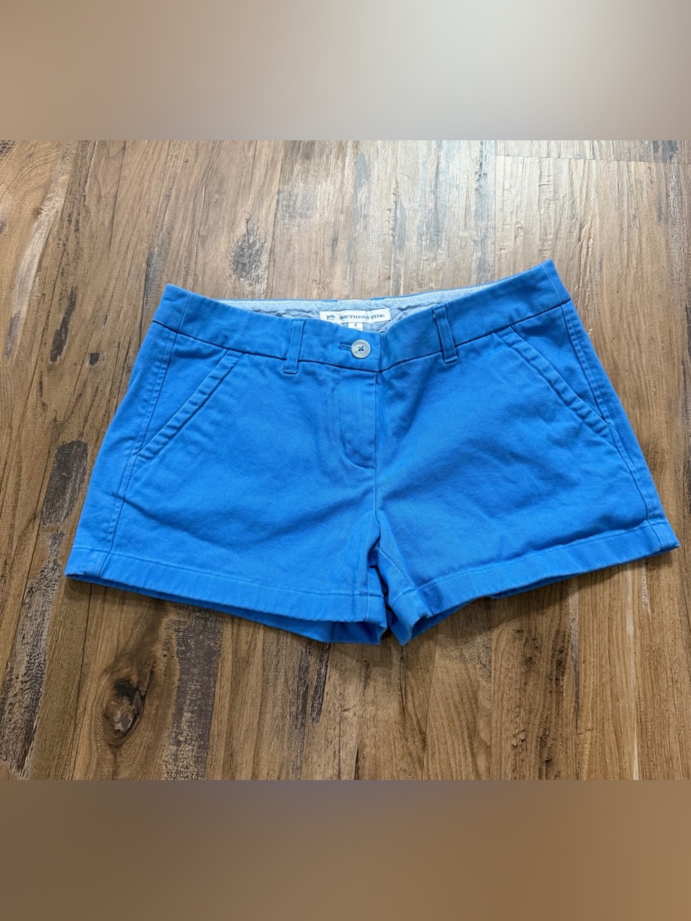 Southern Tide Blue Midrise Pockets Cotton Preppy Women's 4 Chino Bermuda Shorts